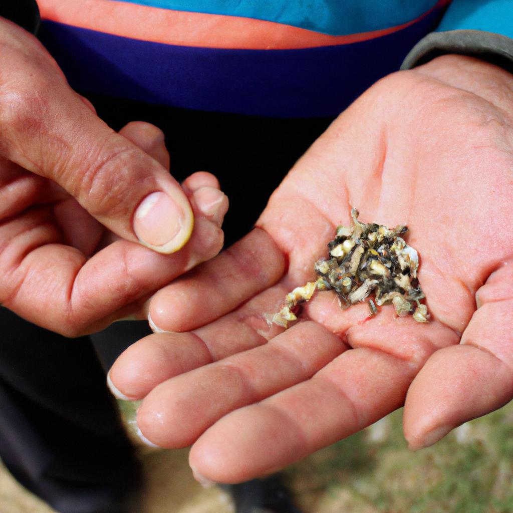 Person selecting seeds for pastures